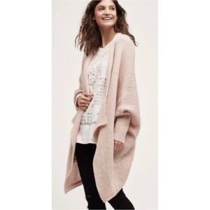 Anthropologie Dusty Pink Open-Front Oversized Cardigan
